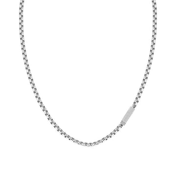 Ανδρικό κολιέ αλυσίδα Lacoste 2040121 ατσάλινο σε ασημί χρώμα με στοιχείο ενσωματομένο στην αλυσίδα.